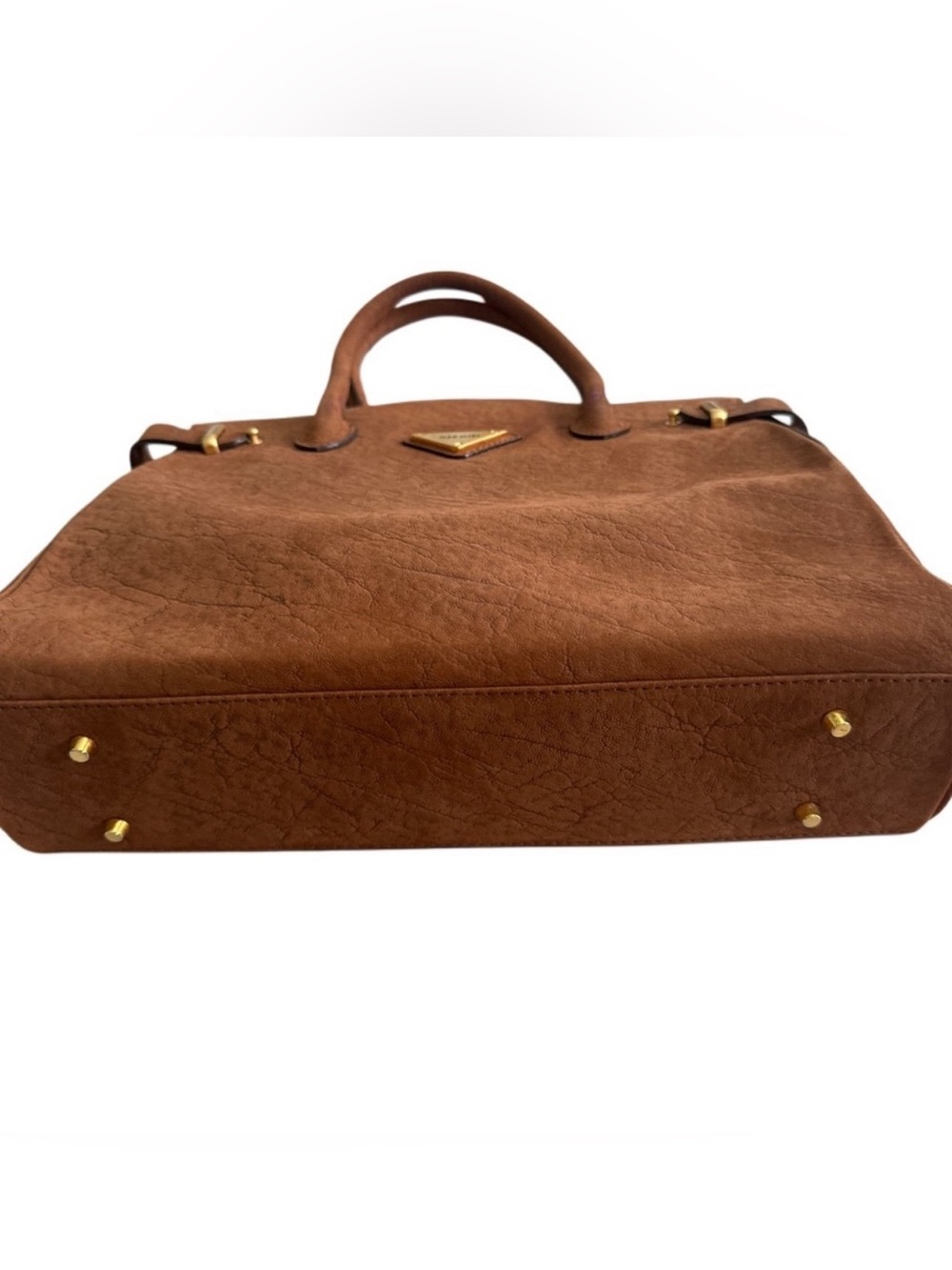 Anne Klein Brown Suede Tote Bag with Gold Trim - Classic Everyday - Picture 4 of 7